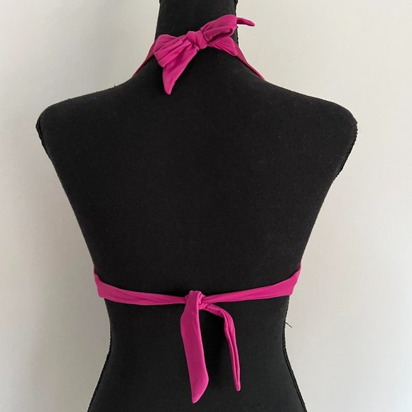 Patagonia Ombré Fuchsia and Lemon/Orange Halter Tie Swim Top Size Medium - Picture 4 of 8